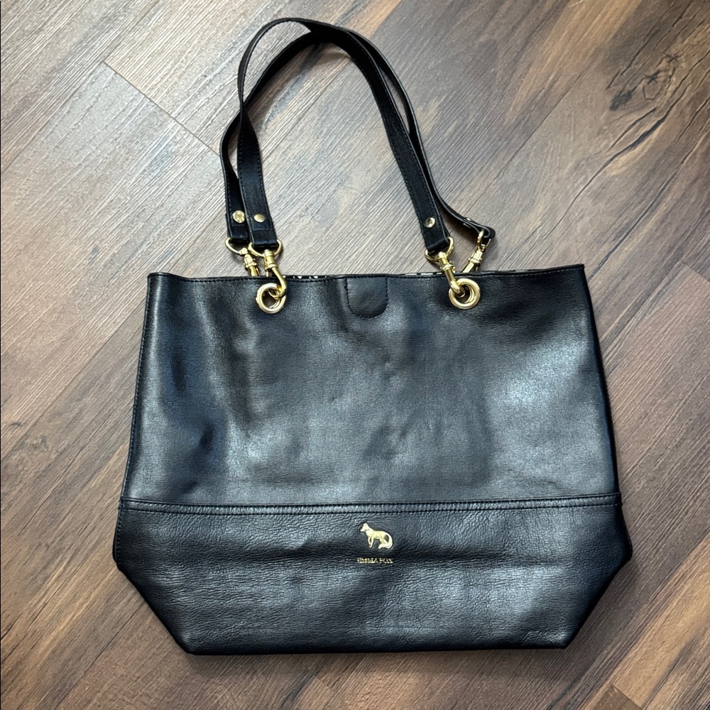 Emma Fox Black Leather Tote